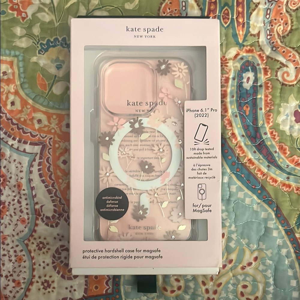 Kate Spade Pink Phone Case with floral detail